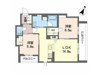 シャーメゾン ルナピエナ(2LDK/2階)の間取り写真