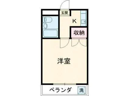 藤ハイツ桜(1K/3階)の間取り写真