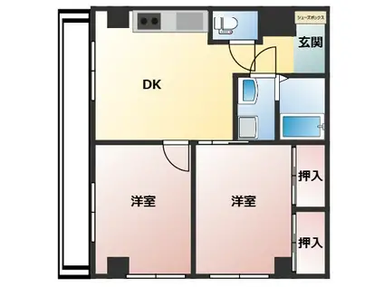 コーポ浅田(2DK/2階)の間取り写真