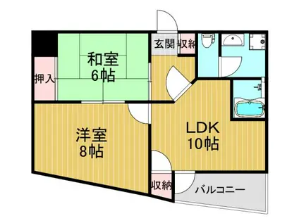 真田山中央マンション(2LDK/4階)の間取り写真