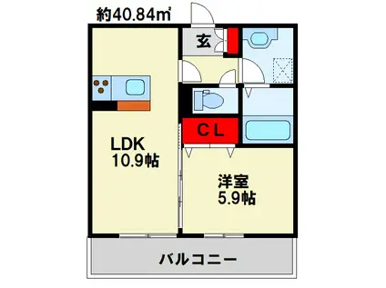 ザ・レジデンスBONJONO イースト(1LDK/3階)の間取り写真