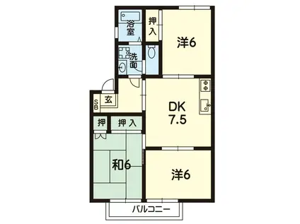 エステートピア改寄(3DK/1階)の間取り写真