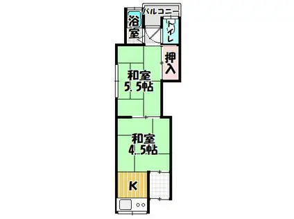 大田文化1号棟(2K/2階)の間取り写真