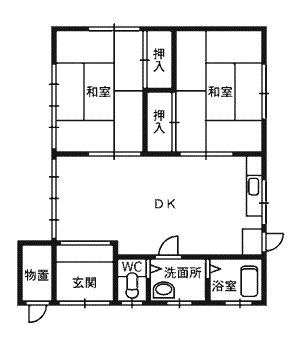  妙法寺町(2LDK/1階)の間取り写真