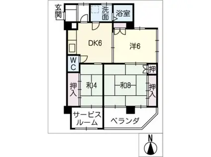 日比野マンション(3SDK/1階)の間取り写真