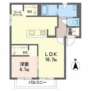 サニーコート花水木C(1LDK/2階)の間取り写真