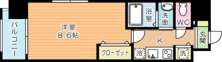 ベイプレイス小倉(1K/10階)の間取り写真