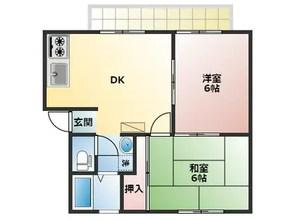 サンシティ藤並A棟(2DK/2階)の間取り写真