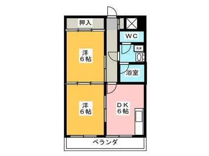 東府中マンション(2DK/4階)の間取り写真