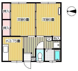 コーポムラサキノ(2K/1階)の間取り写真