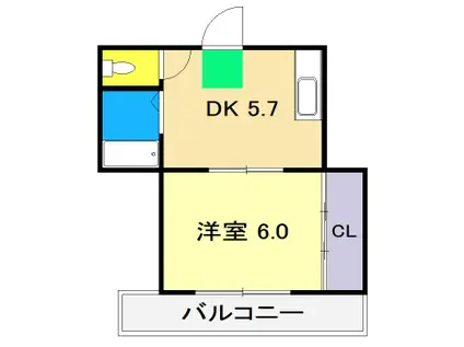 ハイツMII(1DK/4階)の間取り写真