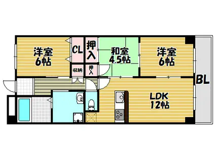 ナウボI(3LDK/3階)の間取り写真
