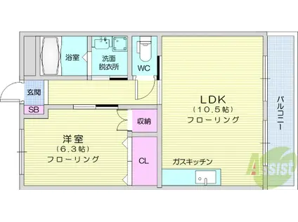 フォレスト壱番館(1LDK/2階)の間取り写真