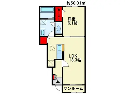 プロムナード I(1LDK/1階)の間取り写真