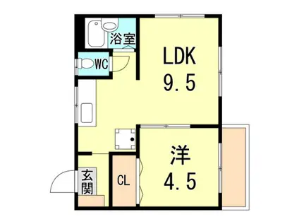 高田マンション(1LDK/1階)の間取り写真