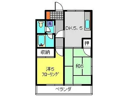 ハイツヒロセ(2DK/2階)の間取り写真