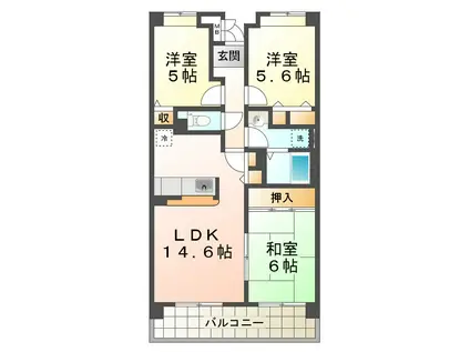 王塚東シティコート(3LDK/6階)の間取り写真