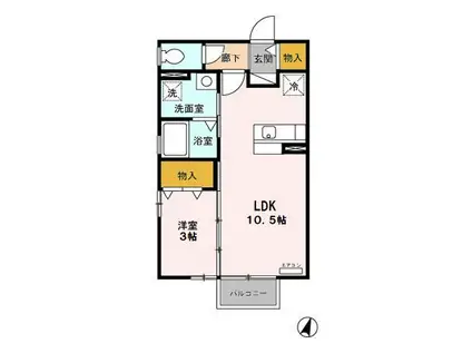 ウィルモア四ツ谷A(1LDK/2階)の間取り写真