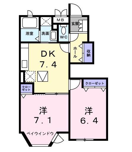 パエーゼ(2DK/1階)の間取り写真
