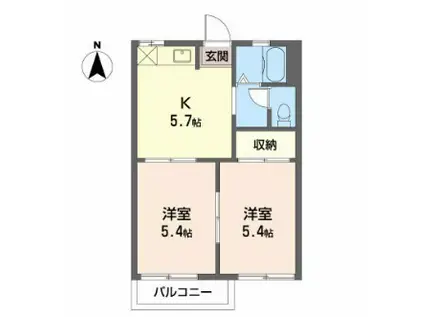 チェリーコーポ(2K/2階)の間取り写真