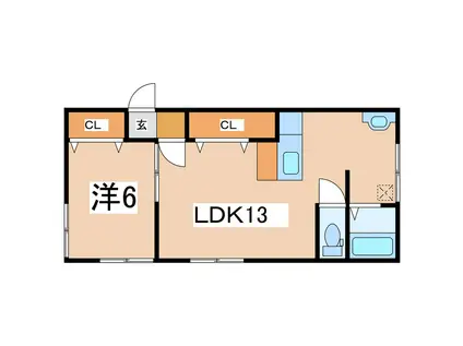 コーポ長岡A(1LDK/2階)の間取り写真