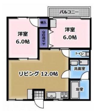 オリーブコート東川口(2DK/1階)の間取り写真