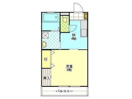 ツーブリッジマンション(1K/1階)の間取り写真