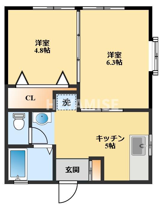 KCハイツ(2K/2階)の間取り写真