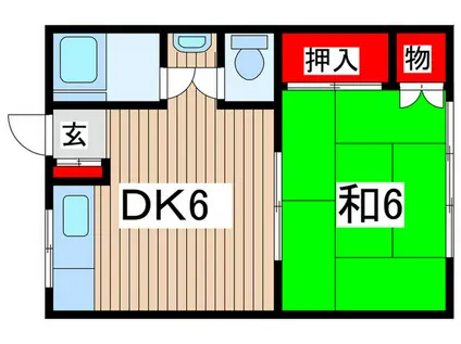 地下鉄鶴舞線 川名駅 徒歩9分 2階建 築63年(1DK/2階)の間取り写真