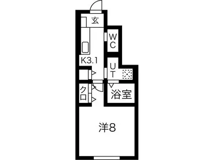 EL ALIVIO A棟(1K/1階)の間取り写真