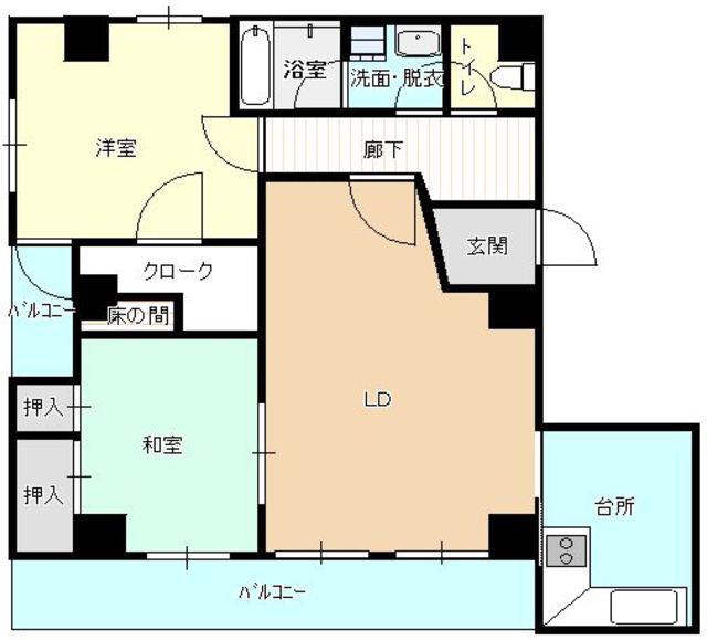 アークヒルズ横浜蒔田(2LDK/6階)の間取り写真