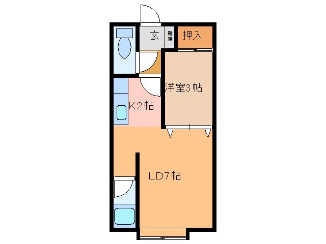 ARM-8(1LDK/2階)の間取り写真