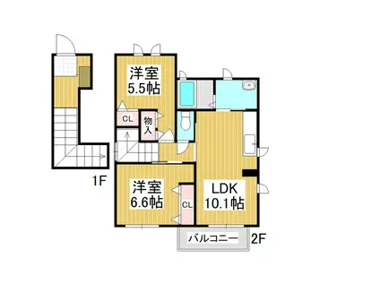 ディアス シャイロB(2LDK/2階)の間取り写真