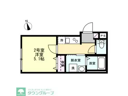 ベイルーム本厚木NORTE(1K/2階)の間取り写真