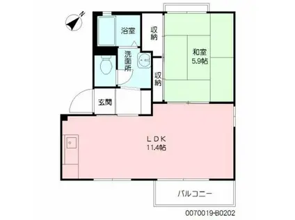 アネックス清風B(1LDK/2階)の間取り写真