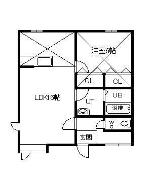 トムハイツ新富(1LDK/2階)の間取り写真