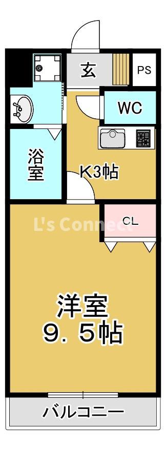 プログレス八乙女(1K/6階)の間取り写真