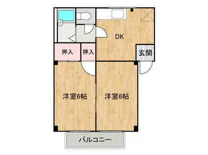 シティハイツ加茂(2DK/2階)の間取り写真