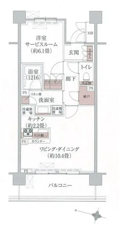 リージア経堂テラスガーデン 5階階 間取り
