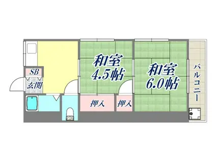 パルテール立花(2K/2階)の間取り写真