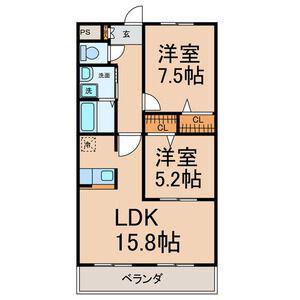 クリスタルステージ(2LDK/3階)の間取り写真