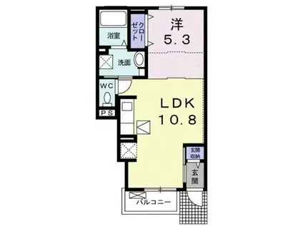 ルシエル アン(1LDK/1階)の間取り写真