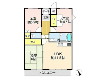 ガーデンハイツ桃山台弐番館(3LDK/3階)の間取り写真