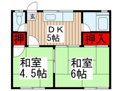 アサコハイツ(2DK/2階)の間取り写真
