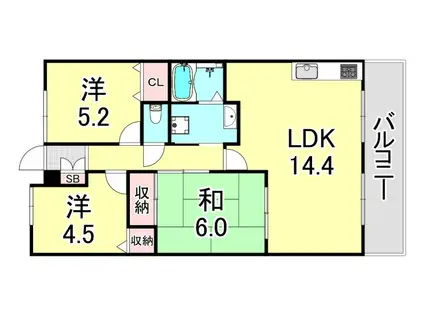 アプリーレ垂水(3LDK/6階)の間取り写真