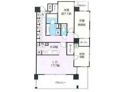 クリオレジダンス横濱ベイサイド(3LDK/11階)の間取り写真