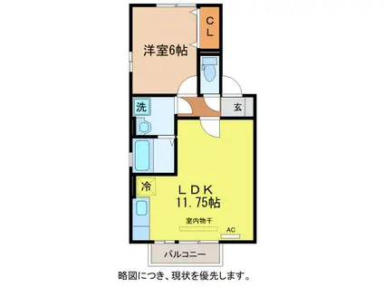 リバーサイドハイツ(1LDK/2階)の間取り写真