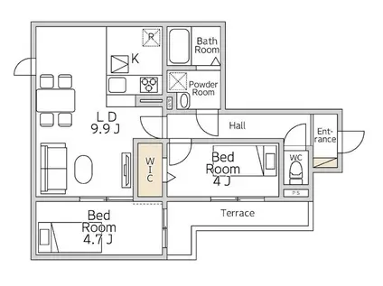 デュエット横浜高田(2LDK/1階)の間取り写真