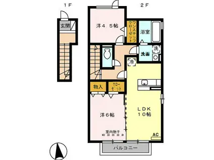 ルーエ岐南A(2LDK/2階)の間取り写真
