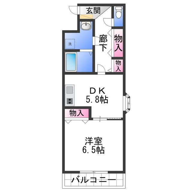 シャトー雅(1DK/2階)の間取り写真